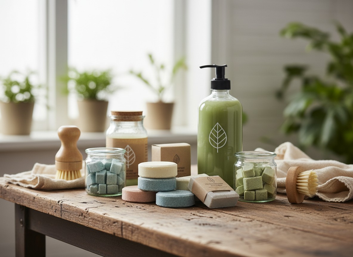 「消耗品」を減らす：詰め替え不要、高濃度洗剤、環境に優しい掃除用品の選び方